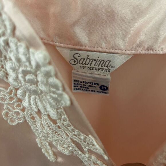 Vintage Sabrina by Mervyn’s Light Pink Satin Slip Dress Size M Wendy Lace - Picture 9 of 13